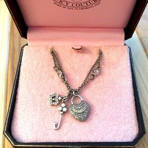 Y2K VINTAGE Juicy Couture KEY TO MY HEART MULTILAYER NECKLACE PADLOCK